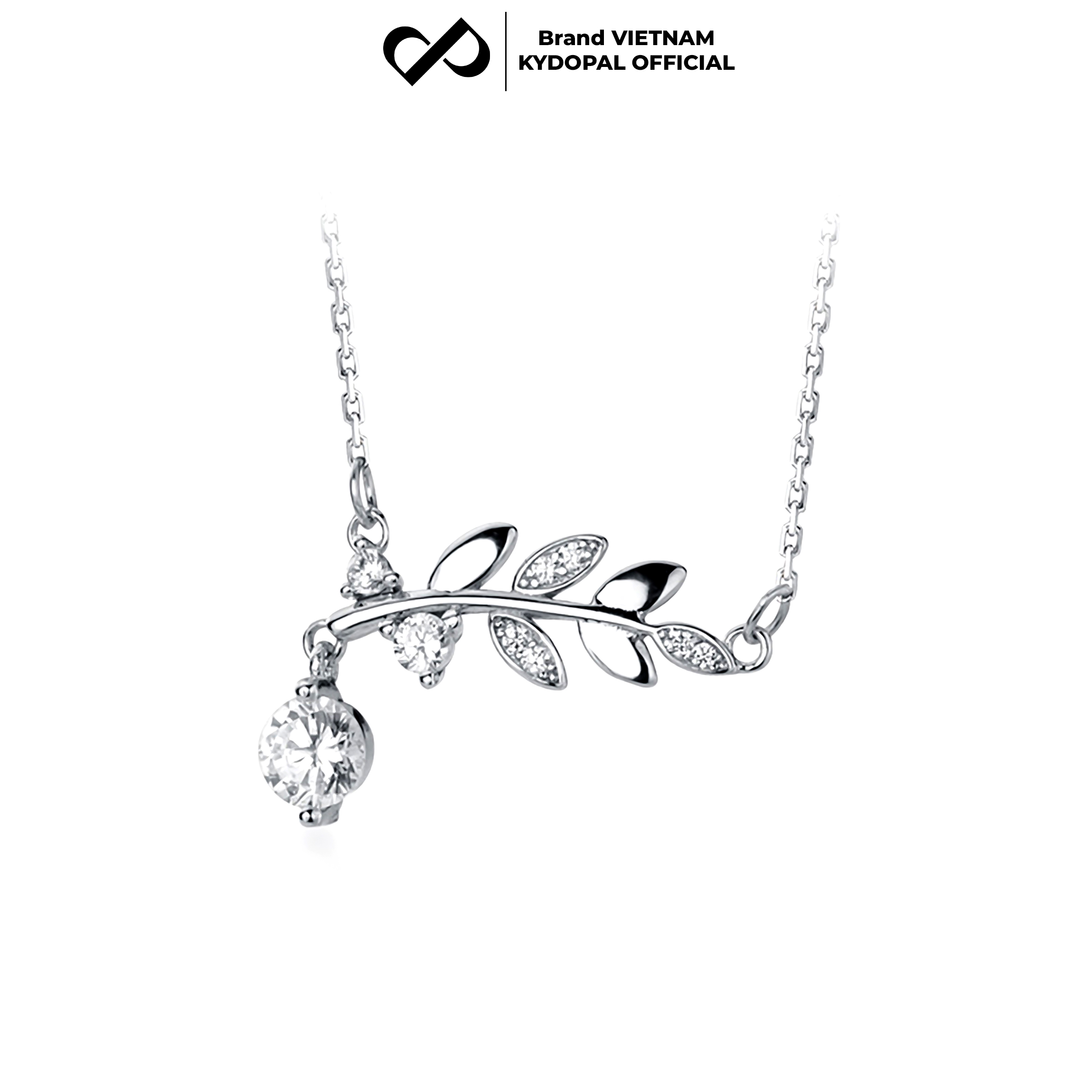 Dây chuyền bạc nữ KYDOPAL mặt tán lá treo hạt đá nhỏ nữ tính trang sức bạc 925 - PAL9C3C63