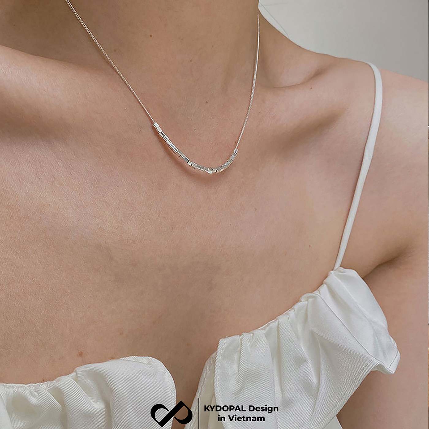 Dây chuyền bạc nữ KYDOPAL vòng cổ cá tính mặt chuỗi hạt vuông cá tính trang sức bạc 925 - PAL9C3C56