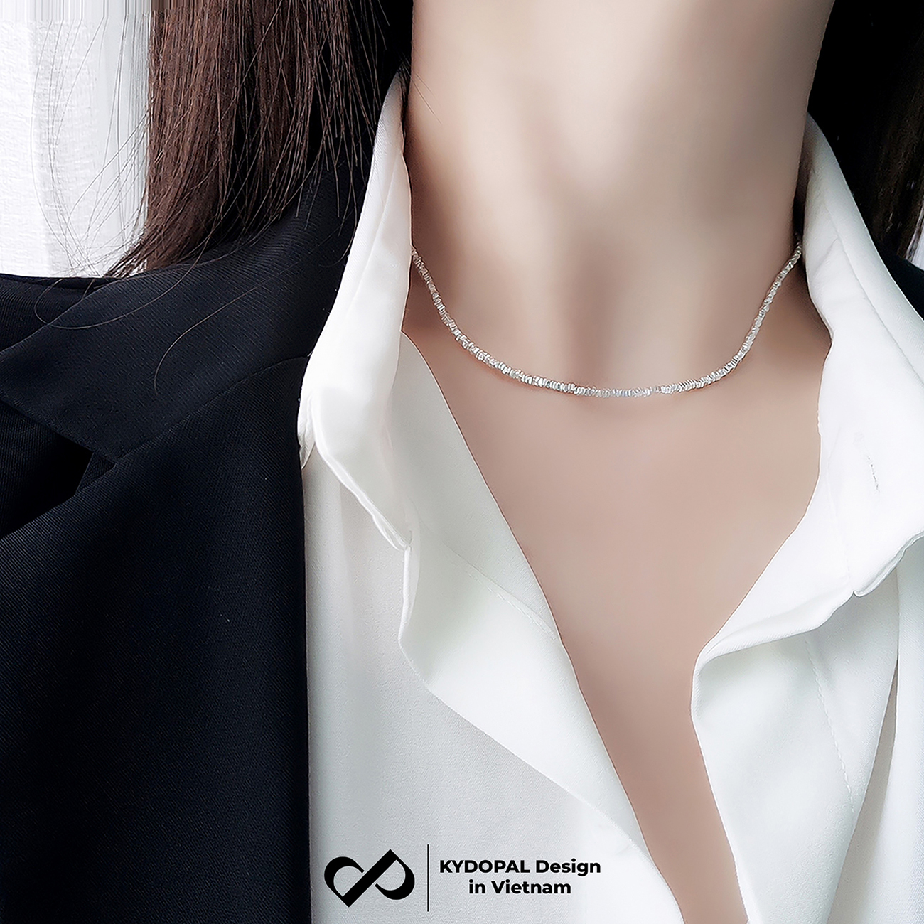 Dây chuyền bạc nữ KYDOPAL vòng cổ cá tính hạt bạc vỡ dây trơn trang sức bạc cao cấp - PAL9C3C57