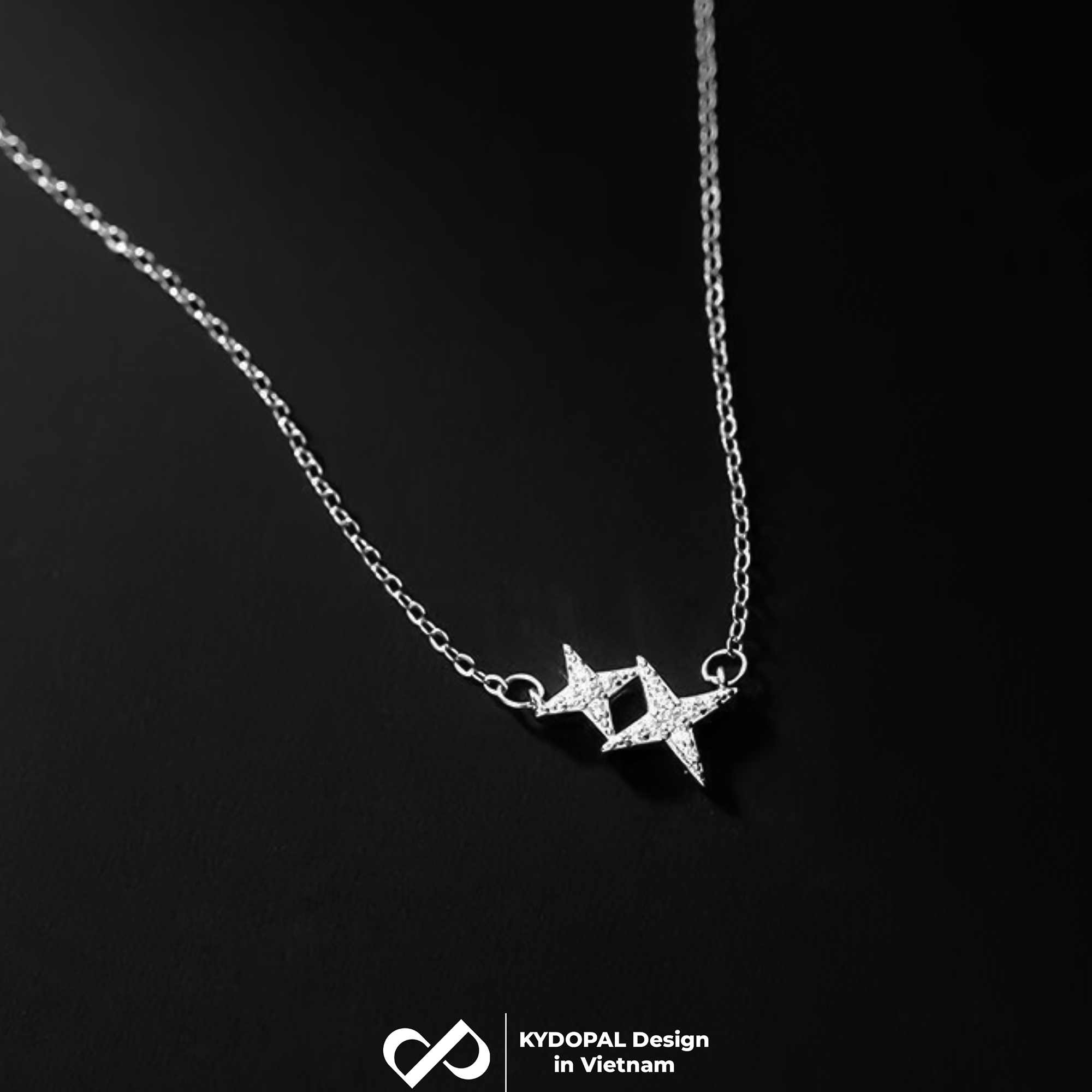 Dây chuyền bạc nữ KYDOPAL mẫu sao đôi cá tính lấp lánh trang sức bạc 925 - PAL9C3C18