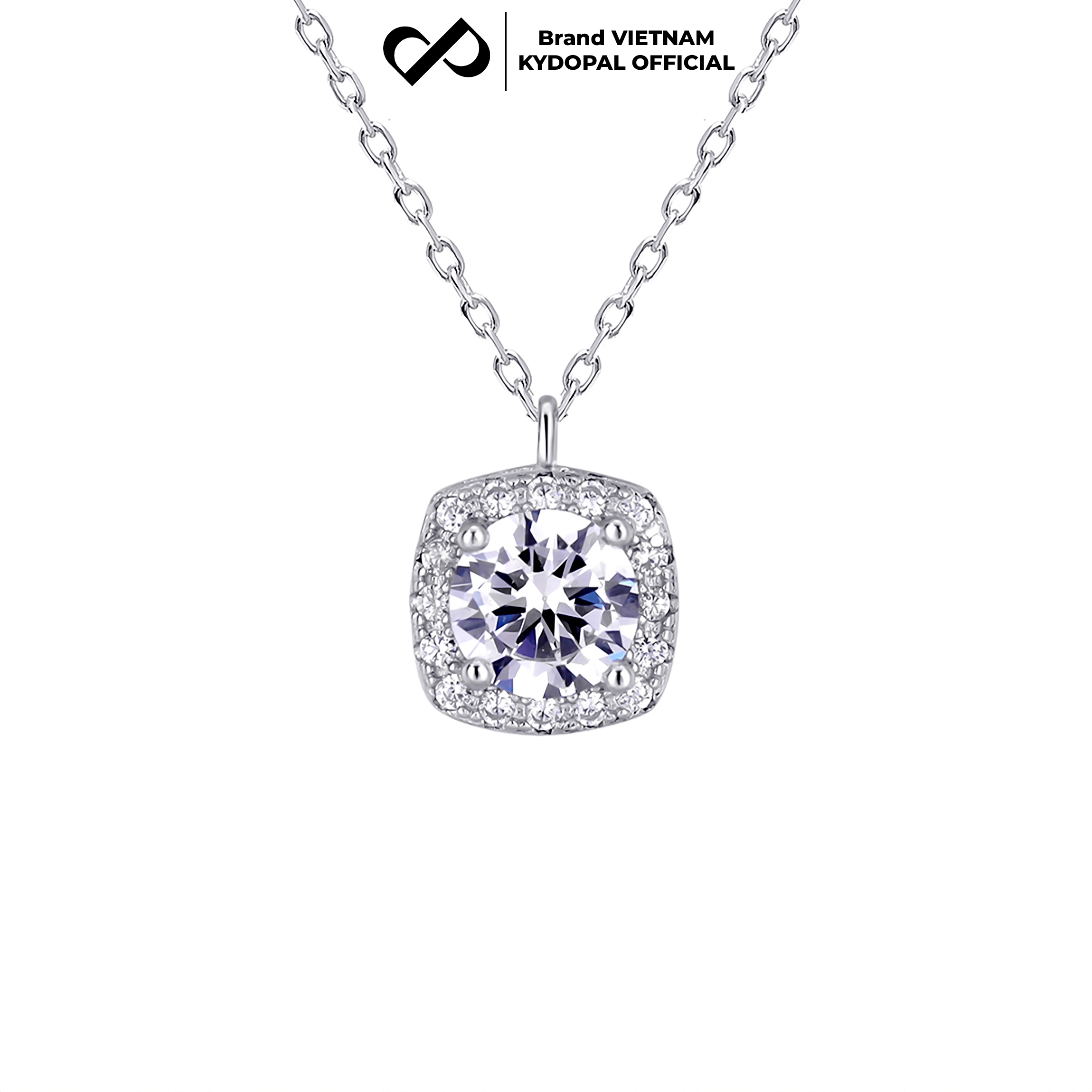 Dây chuyền bạc nữ KYDOPAL mặt vuông cá tính đính đá cao cấp trang sức bạc 925 - PAL9C3C25
