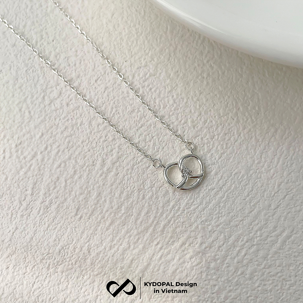 Dây chuyền bạc nữ KYDOPAL mặt trái tim xoắn đá nhỏ cá tính trang sức bạc 925 - PAL9C3C45