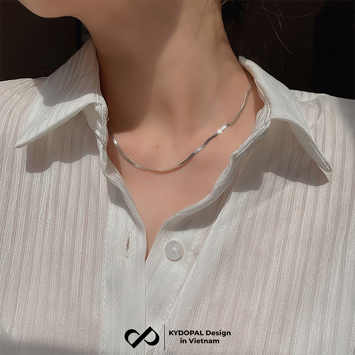 Dây chuyền bạc nữ KYDOPAL sợi mì dẹt bản rộng cá tính trang sức bạc cao cấp - PAL9C3C53