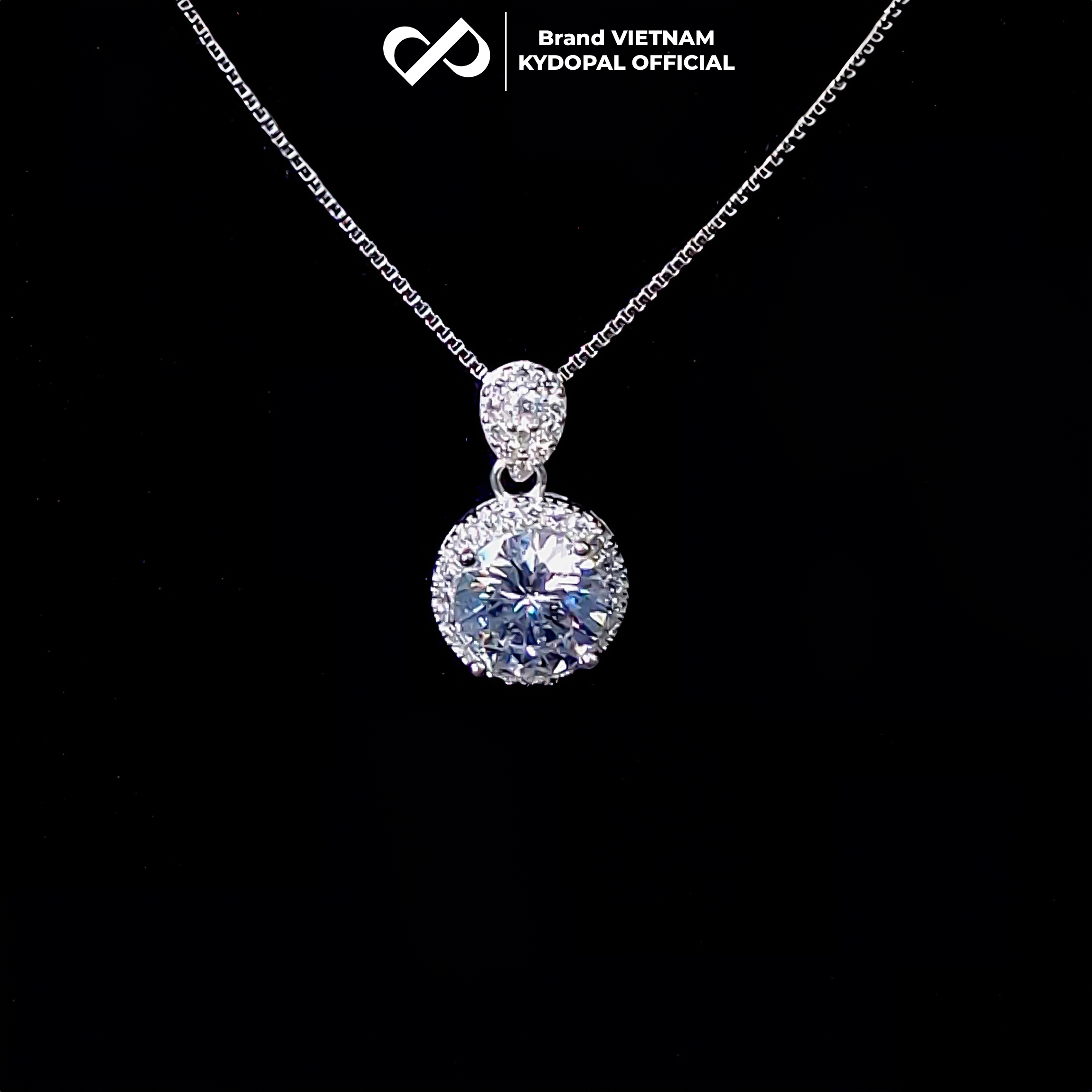Dây chuyền bạc nữ KYDOPAL mặt đá tròn cá tính nạm đá cao cấp trang sức bạc 925 - PAL9C3C26