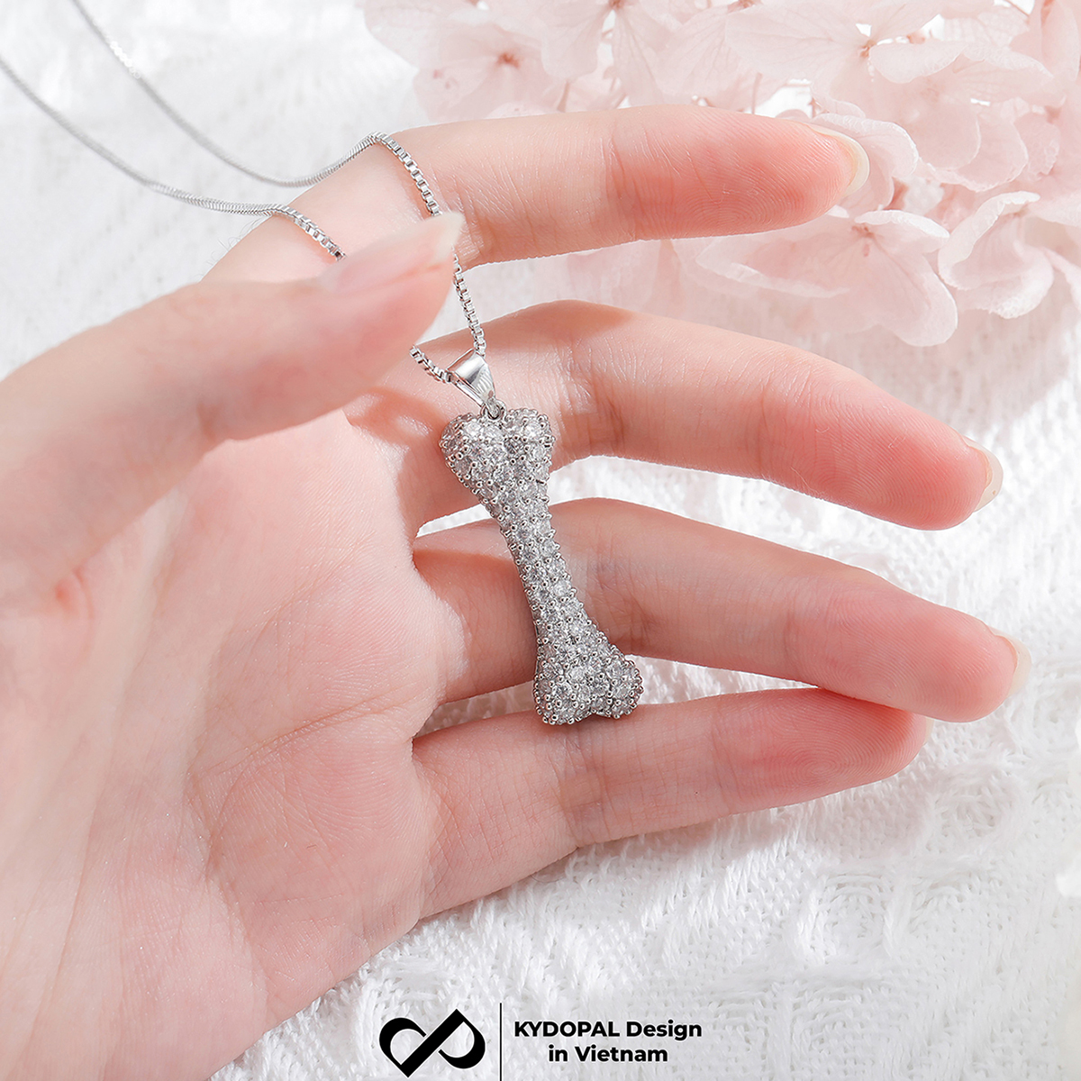 Dây chuyền bạc nữ KYDOPAL vòng cổ cá tính mặt xương đính đá trang sức bạc cao cấp - PAL9C3C68