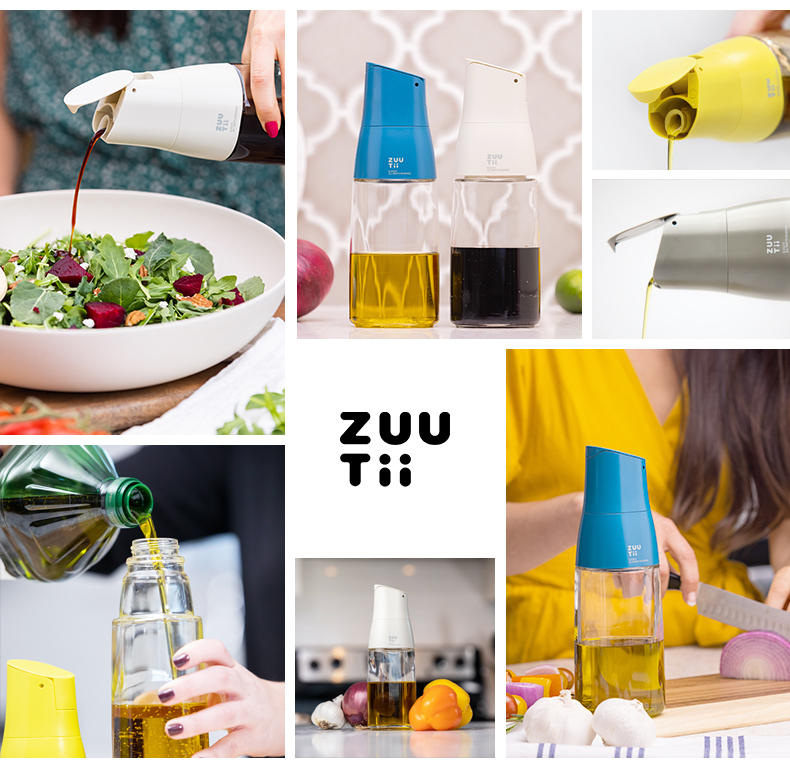 COMBO SET 4 BÌNH ĐỰNG DẦU ĂN TỰ MỞ NẮP THỦY TINH CAO CẤP ZUUTII