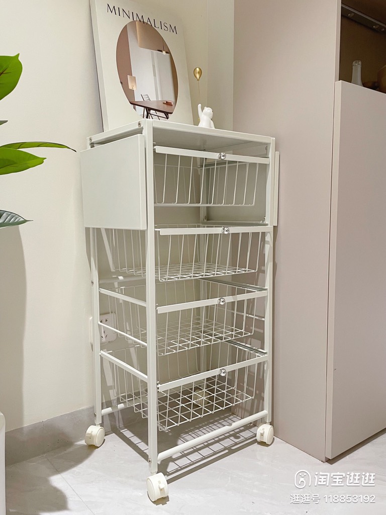 GIÁ SẮT DI ĐỘNG GIỎ KÉO 4 TẦNG MẶT THAO TÁC CÁNH MỞ