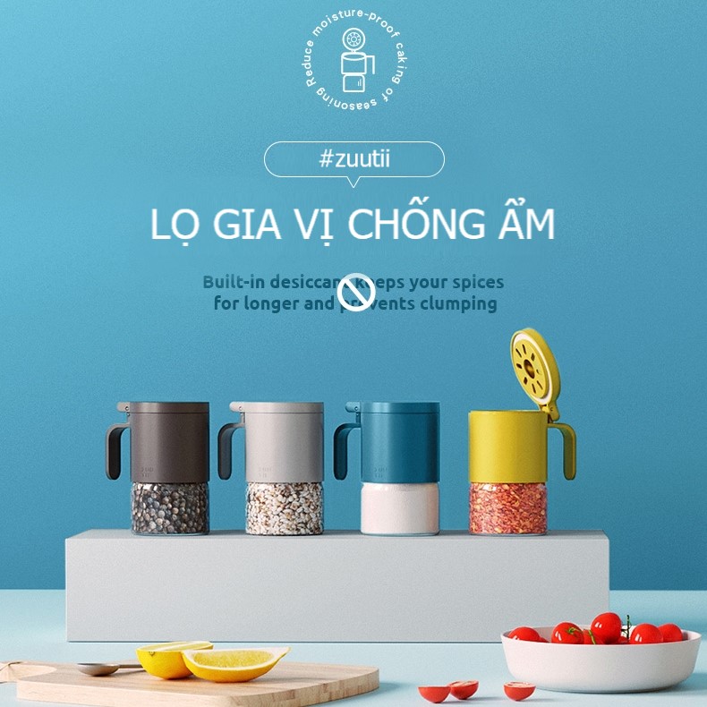 HŨ ĐỰNG GIA VỊ THỦY TINH CHỐNG ẨM CAO CẤP ZUUTII 300ML