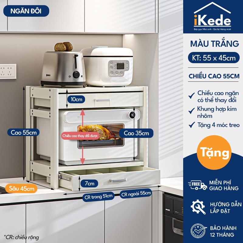 [ iKEDE ] KỆ BẾP ĐA NĂNG 2 TẦNG NGĂN KÉO ĐÔI ĐỂ LÒ VI SÓNG LÒ NƯỚNG CHIỀU CAO TÙY CHỈNH LINH HOẠT CHỊU TẢI TỐT
