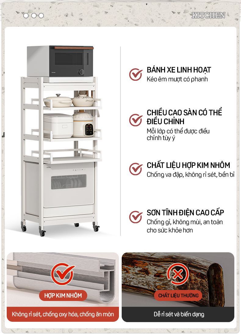 KỆ ĐỰNG ĐỒ BẾP SPACEALUMINUM CAO CẤP SIÊU LINH HOẠT