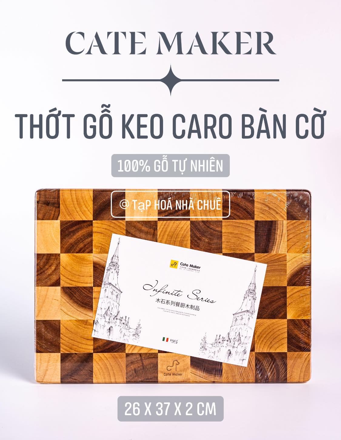 THỚT GỖ KEO CARO BÀN CỜ CAO CẤP CATEMAKER