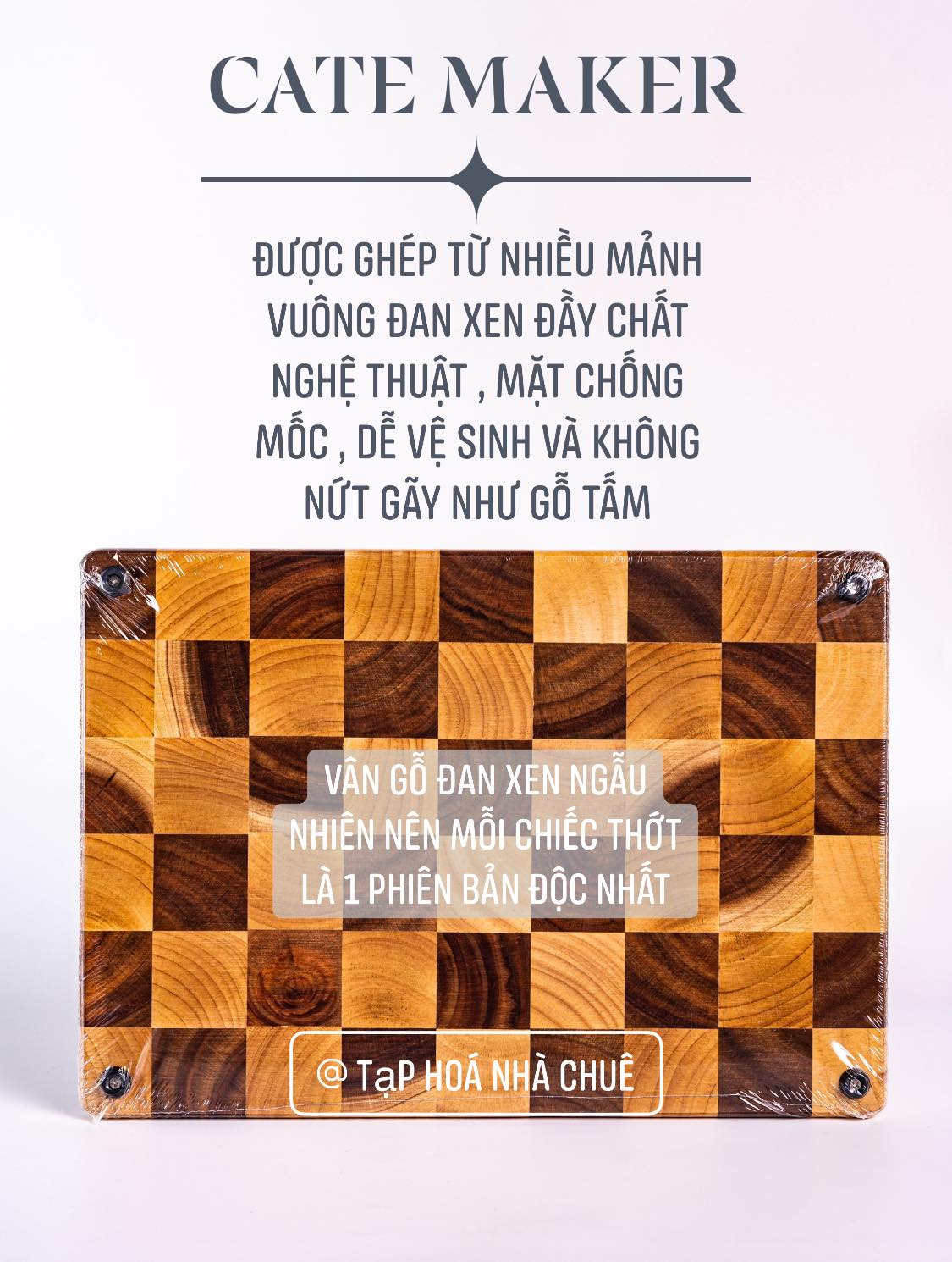 THỚT GỖ KEO CARO BÀN CỜ CAO CẤP CATEMAKER