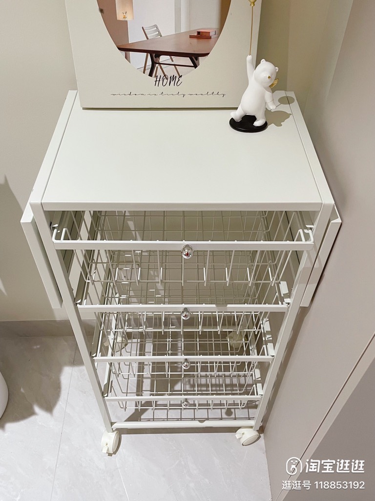 GIÁ SẮT DI ĐỘNG GIỎ KÉO 4 TẦNG MẶT THAO TÁC CÁNH MỞ