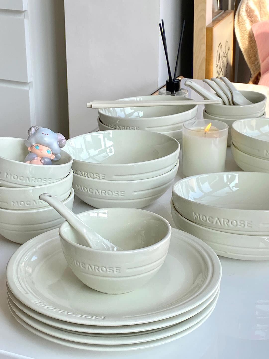 BỘ BÁT ĐĨA THẠCH SỨ TRÁNG MEN CAO CẤP MOCAROSE