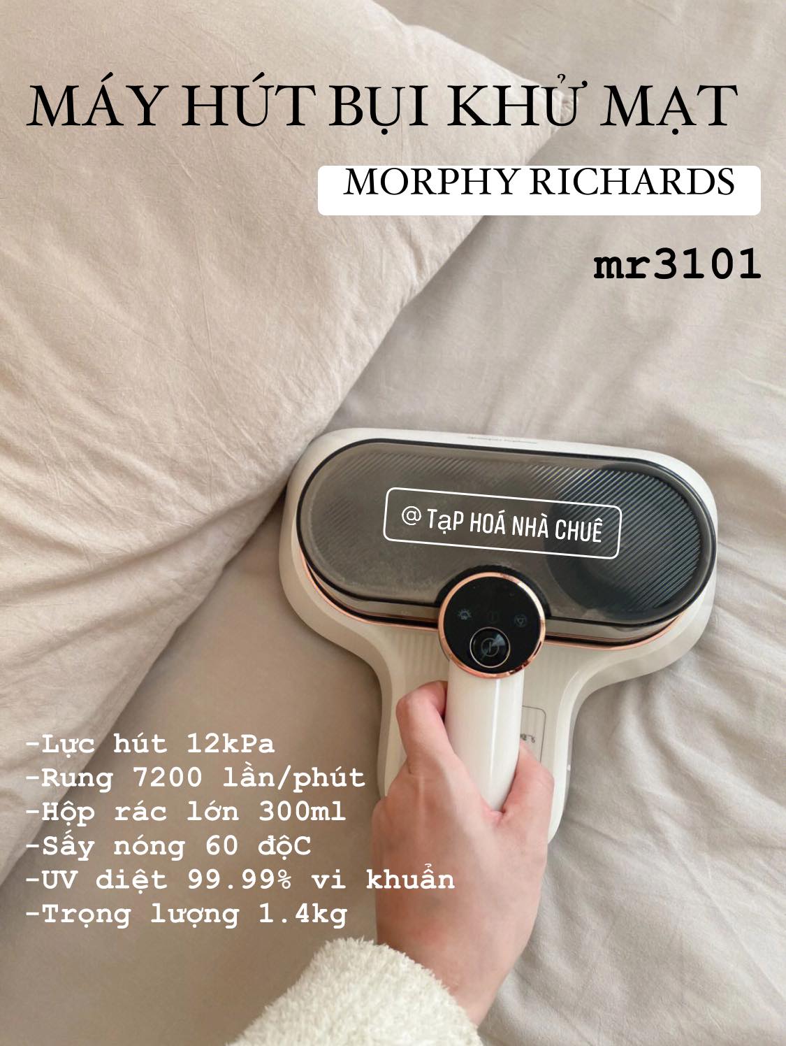 MÁY HÚT BỤI KHỬ MẠT DIỆT KHUẨN MORPHY RICHARDS MR3100