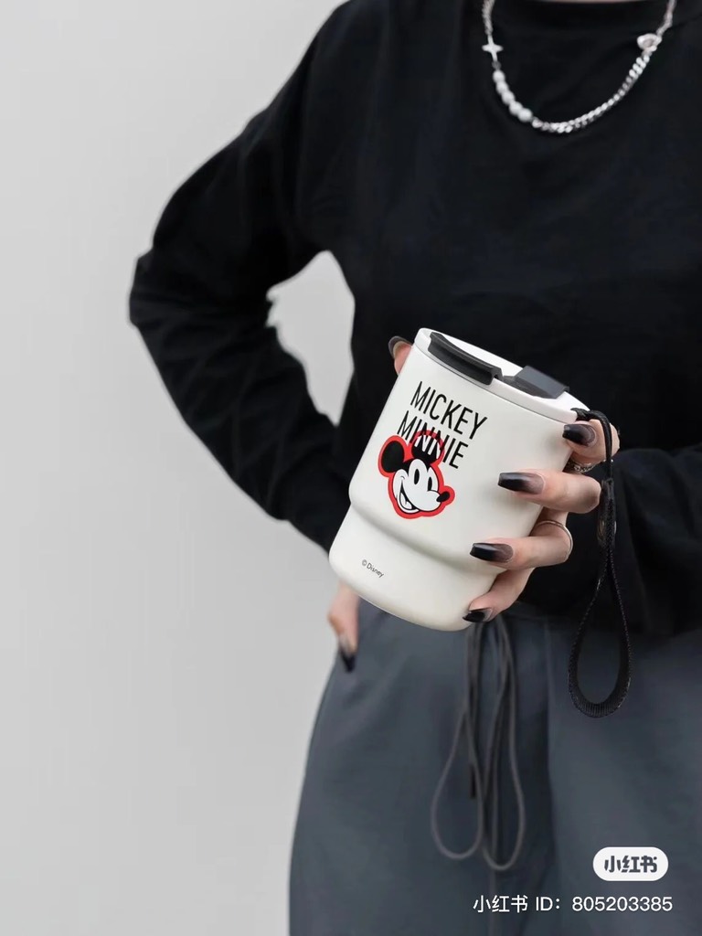CỐC COFFEE GIỮ NHIỆT CHÂN KHÔNG KÈM ỐNG HÚT 2IN1 [GERM] x [Mickey] 360ML
