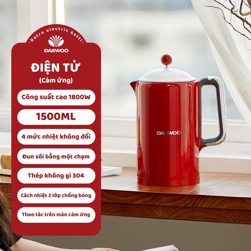 ẤM ĐUN NƯỚC GIỮ NHIỆT THÔNG MINH DAEWOO RETRO