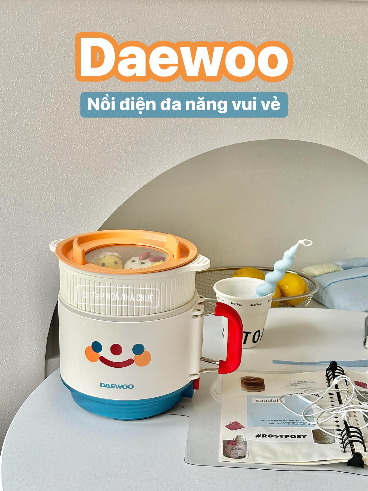 NỒI ĐIỆN ĐA NĂNG MINI CHỐNG DÍNH DI ĐỘNG DAEWOO S26