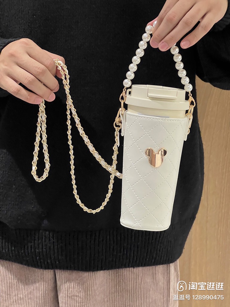 CỐC GIỮ NHIỆT CAO CẤP MICKEY GOLD LEATHER BAG