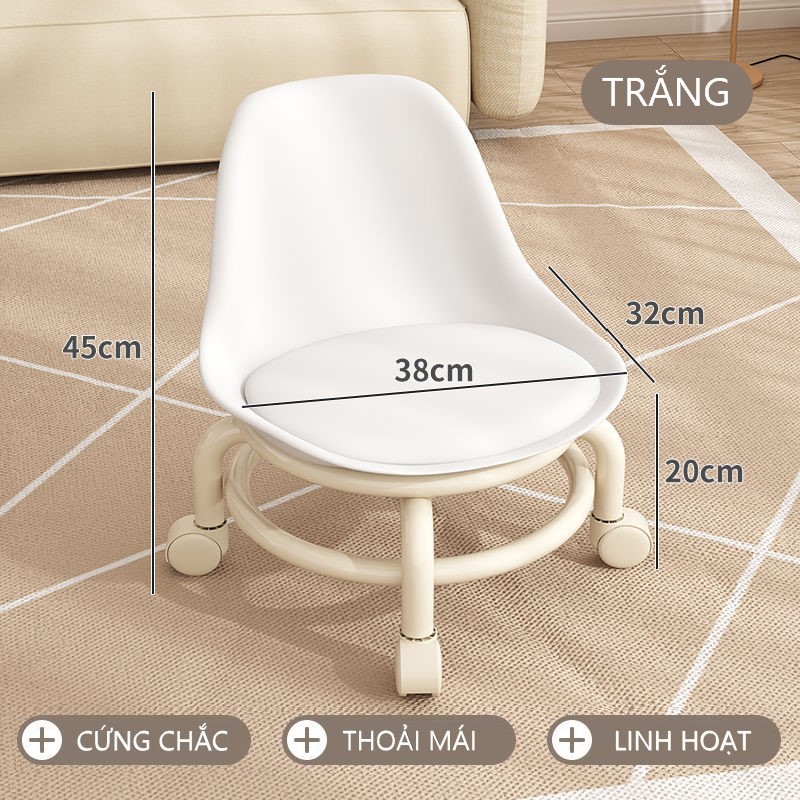 [Giá hủy diệt] [Ảnh thật] GHẾ MINI DI DỘNG CÓ TỰA CHỐNG ĐAU LƯNG NỆM DA CHỐNG NƯỚC BÁNH XE CHỐNG ỒN XOAY 360 ĐỘ