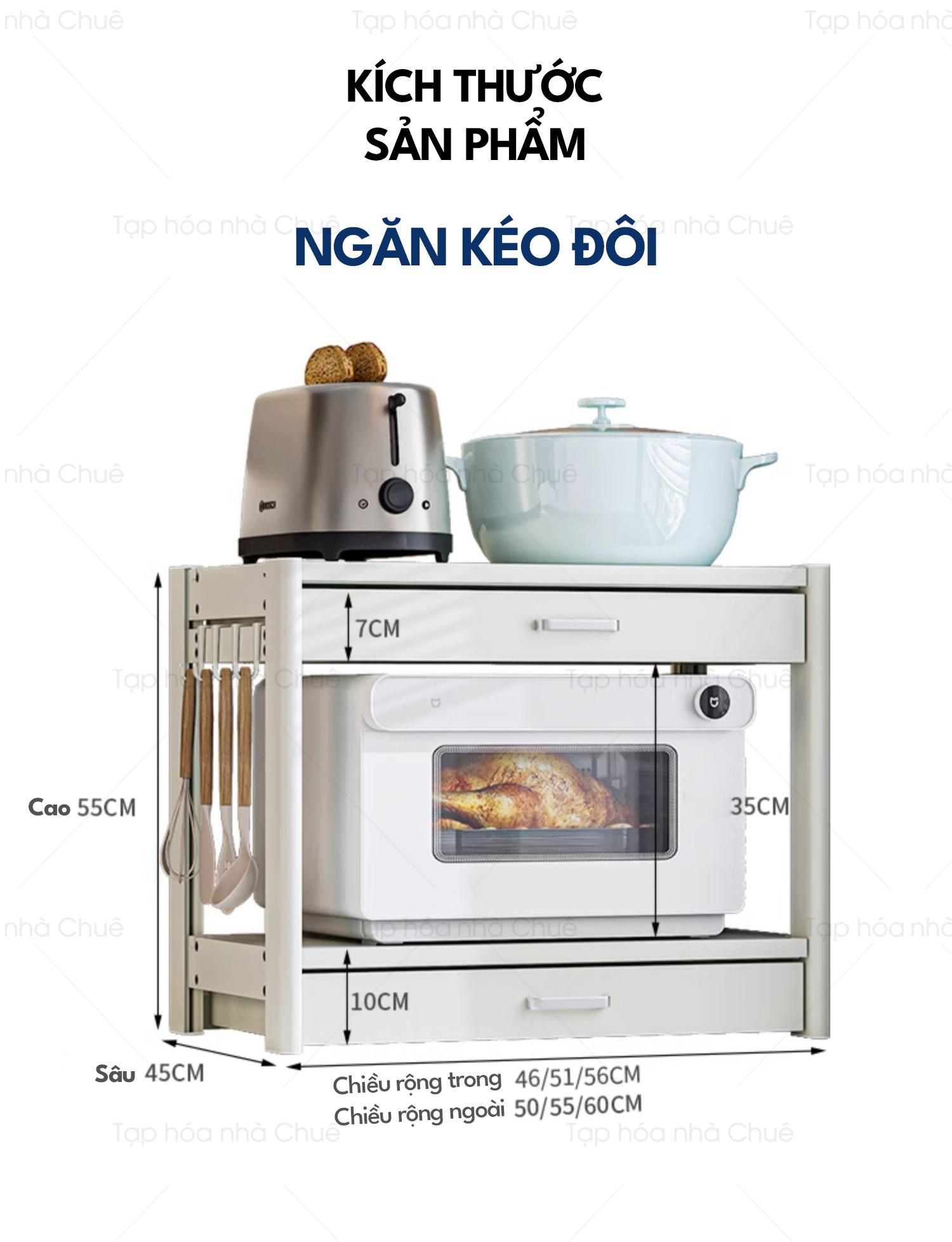 [ iKEDE ] KỆ BẾP ĐA NĂNG 2 TẦNG NGĂN KÉO ĐÔI ĐỂ LÒ VI SÓNG LÒ NƯỚNG CHIỀU CAO TÙY CHỈNH LINH HOẠT CHỊU TẢI TỐT