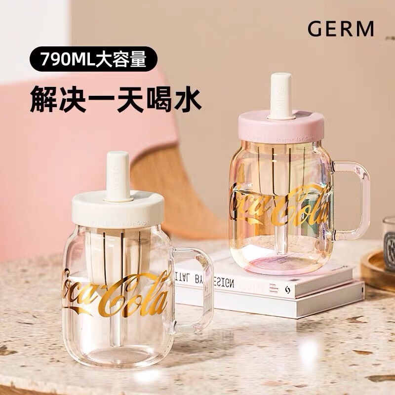 CỐC TRÀ THUỶ TINH CHỊU NHIỆT KÈM ỐNG HÚT CAO CẤP GERM