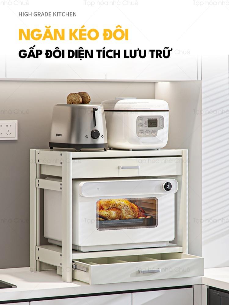 [ iKEDE ] KỆ BẾP ĐA NĂNG 2 TẦNG NGĂN KÉO ĐÔI ĐỂ LÒ VI SÓNG LÒ NƯỚNG CHIỀU CAO TÙY CHỈNH LINH HOẠT CHỊU TẢI TỐT