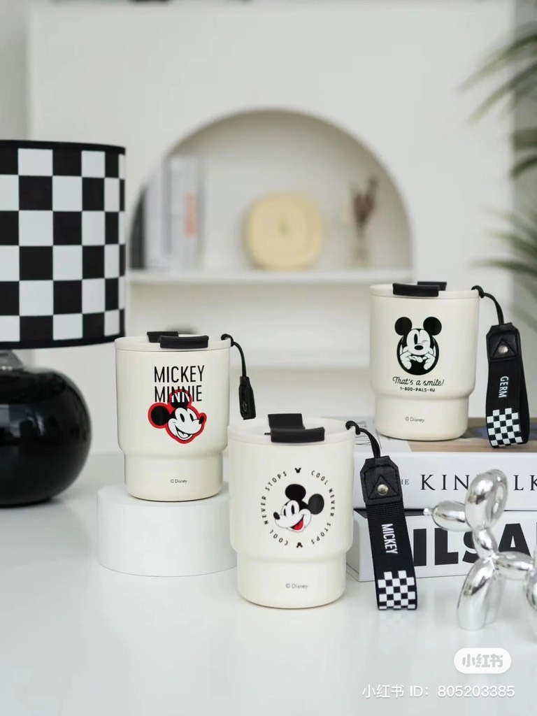 CỐC COFFEE GIỮ NHIỆT CHÂN KHÔNG KÈM ỐNG HÚT 2IN1 [GERM] x [Mickey] 360ML