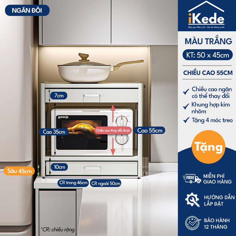 [ iKEDE ] KỆ BẾP ĐA NĂNG 2 TẦNG NGĂN KÉO ĐÔI ĐỂ LÒ VI SÓNG LÒ NƯỚNG CHIỀU CAO TÙY CHỈNH LINH HOẠT CHỊU TẢI TỐT