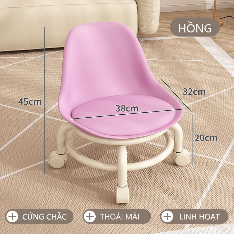 [Giá hủy diệt] [Ảnh thật] GHẾ MINI DI DỘNG CÓ TỰA CHỐNG ĐAU LƯNG NỆM DA CHỐNG NƯỚC BÁNH XE CHỐNG ỒN XOAY 360 ĐỘ