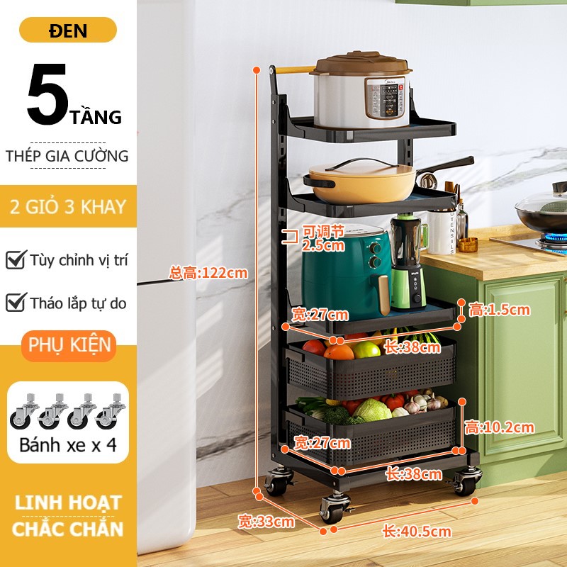 GIÁ SẮT DI DỘNG ĐỰNG ĐỒ BẾP ĐỰNG NỒI CHẢO CAO CẤP