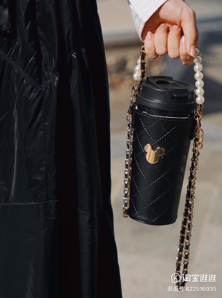 CỐC GIỮ NHIỆT CAO CẤP MICKEY GOLD LEATHER BAG