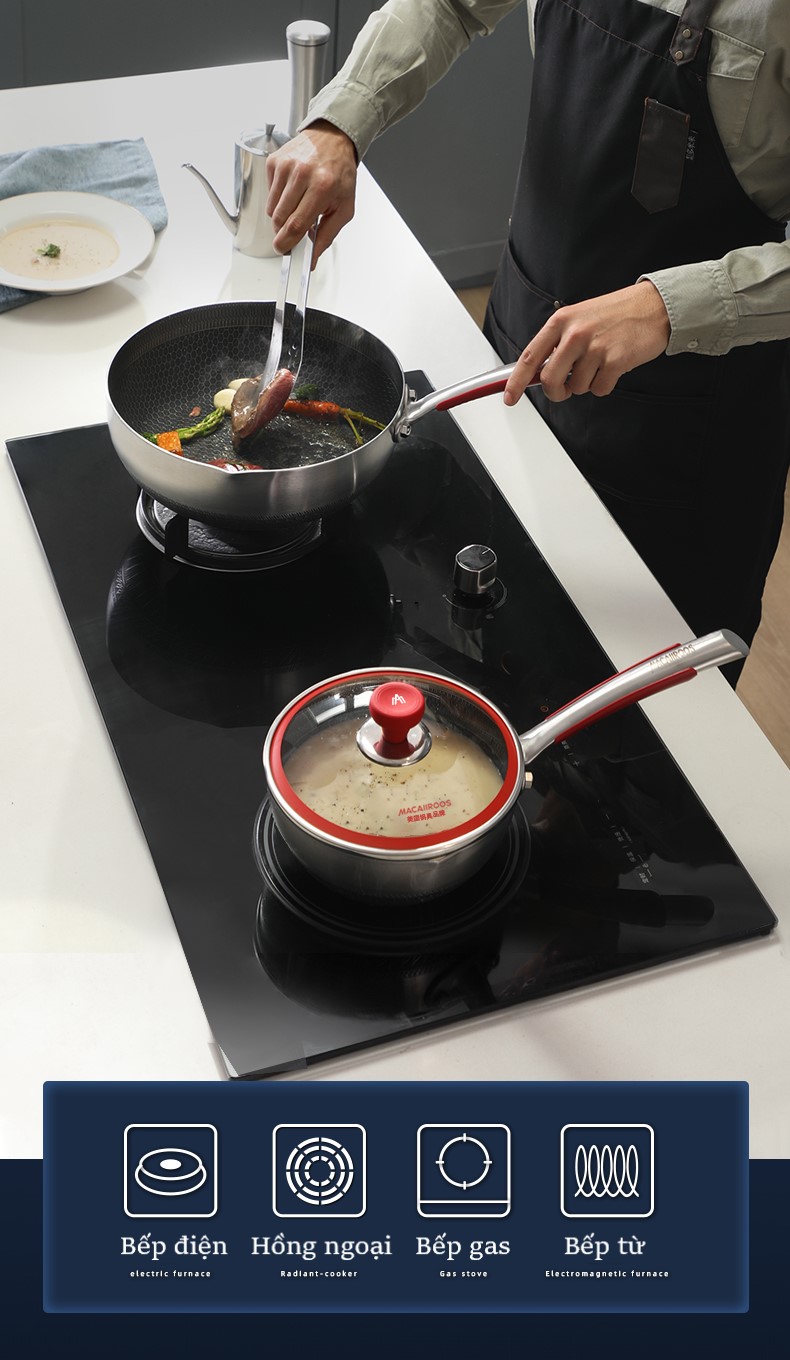 CHẢO CHỐNG DÍNH VÂN TỔ ONG 316L MACAIIROOS