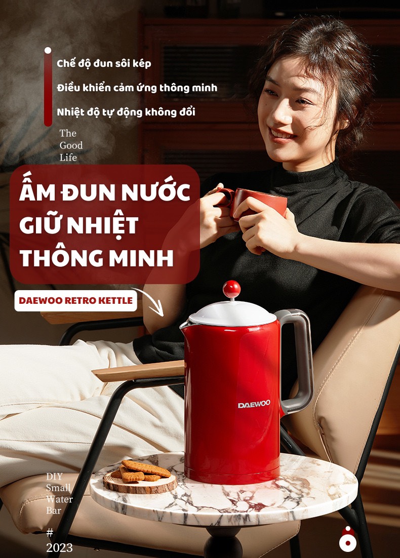 ẤM ĐUN NƯỚC GIỮ NHIỆT THÔNG MINH DAEWOO RETRO