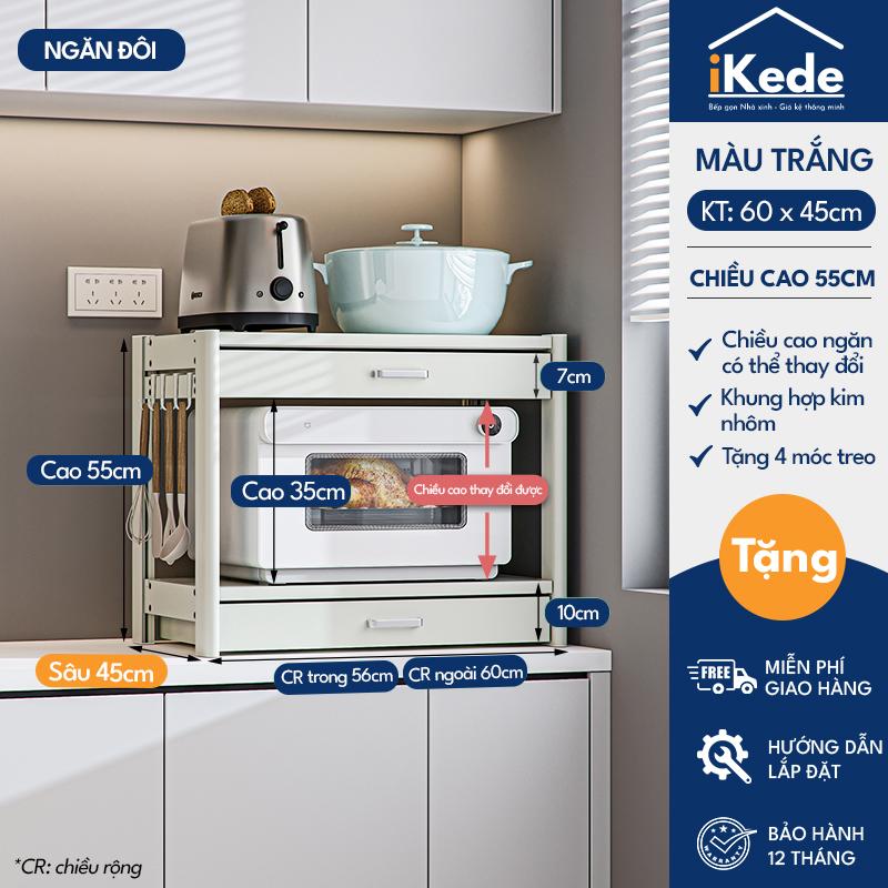[ iKEDE ] KỆ BẾP ĐA NĂNG 2 TẦNG NGĂN KÉO ĐÔI ĐỂ LÒ VI SÓNG LÒ NƯỚNG CHIỀU CAO TÙY CHỈNH LINH HOẠT CHỊU TẢI TỐT
