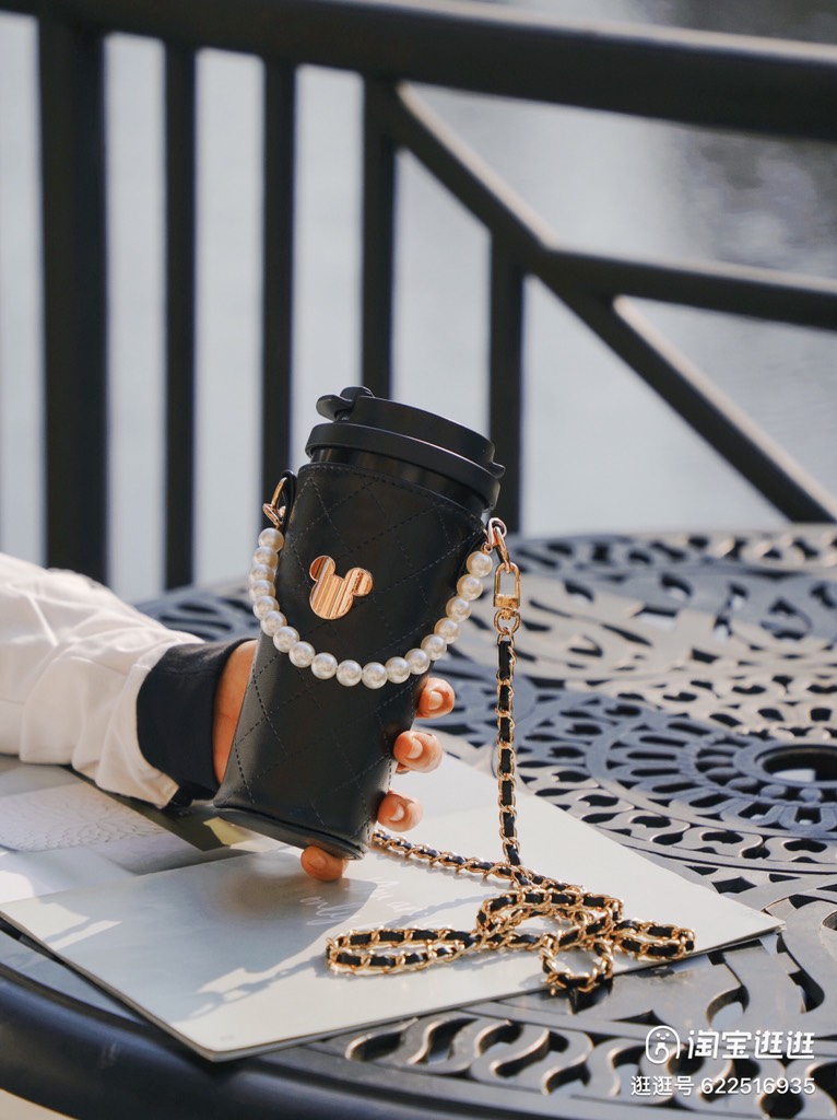 CỐC GIỮ NHIỆT CAO CẤP MICKEY GOLD LEATHER BAG