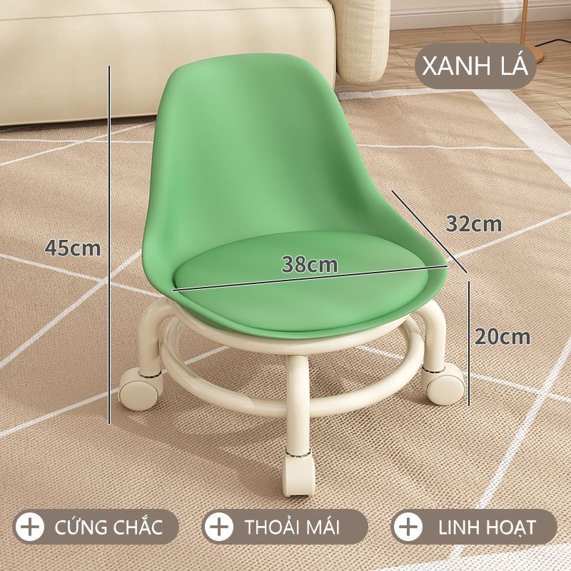 [Giá hủy diệt] [Ảnh thật] GHẾ MINI DI DỘNG CÓ TỰA CHỐNG ĐAU LƯNG NỆM DA CHỐNG NƯỚC BÁNH XE CHỐNG ỒN XOAY 360 ĐỘ