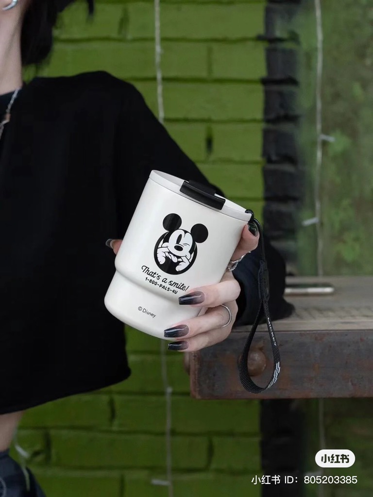 CỐC COFFEE GIỮ NHIỆT CHÂN KHÔNG KÈM ỐNG HÚT 2IN1 [GERM] x [Mickey] 360ML