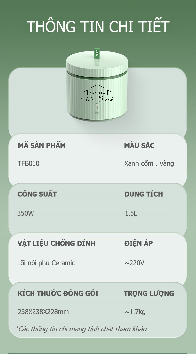 NỒI CƠM ĐIỆN MINI LÕI SỨ TOKIT 1.5L