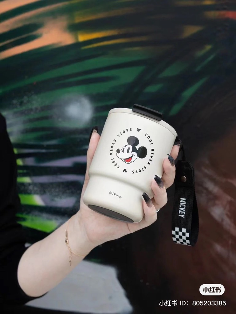 CỐC COFFEE GIỮ NHIỆT CHÂN KHÔNG KÈM ỐNG HÚT 2IN1 [GERM] x [Mickey] 360ML