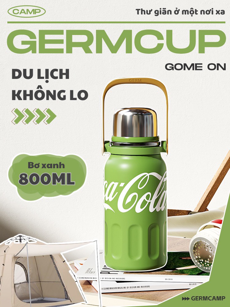 BÌNH GIỮ NHIỆT CAO CẤP GERM x CocaCola GIỮ NHIỆT 24H INOX316L