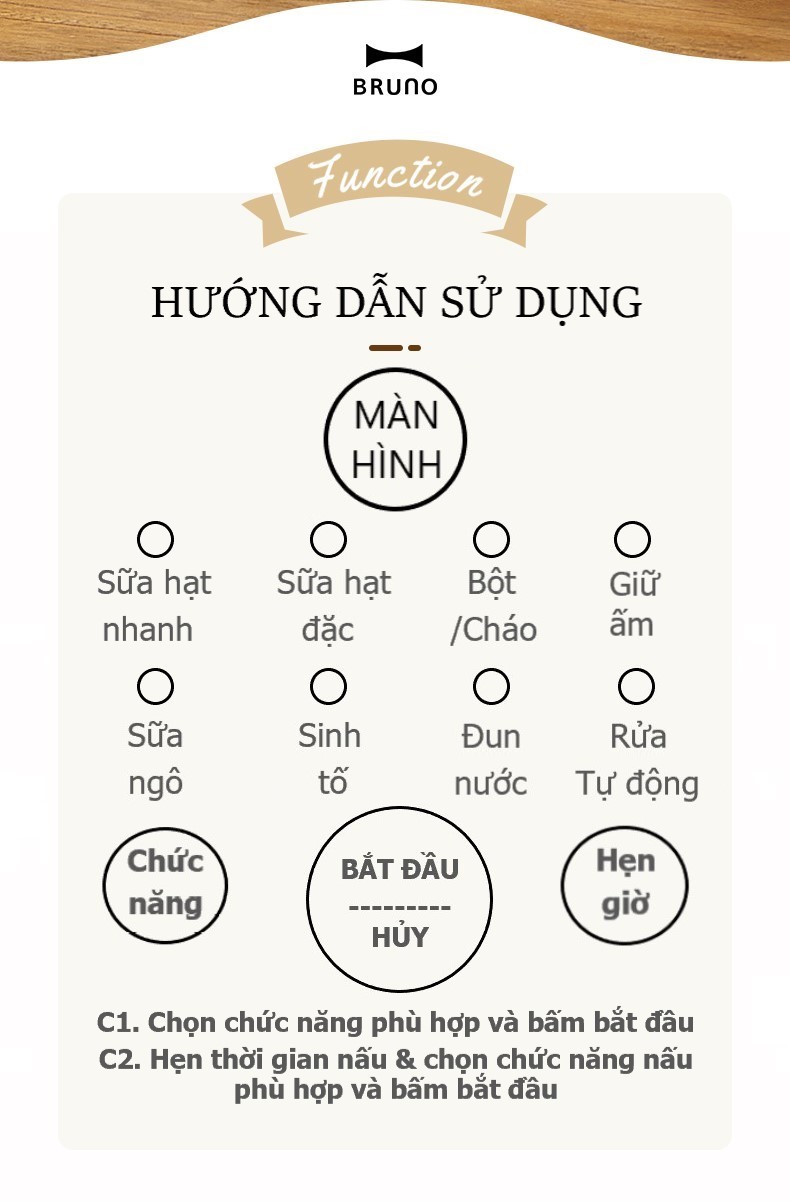 MÁY XAY NẤU SỮA HẠT ĐA NĂNG MINI BRUNO