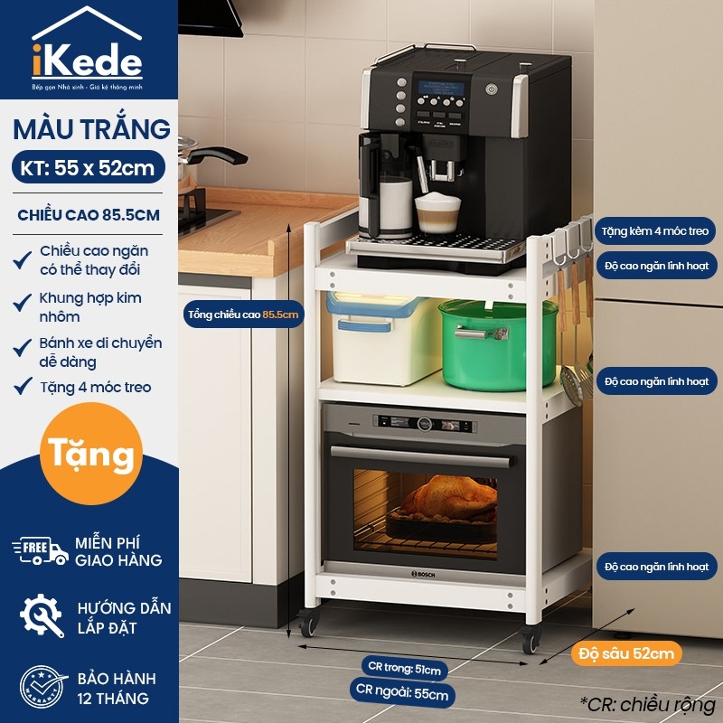 [iKEDE] KỆ BẾP ĐA NĂNG CAO TẦNG KỆ LÒ VI SÓNG KỆ LÒ NƯỚNG CHIỀU CAO TÙY CHỈNH LINH HOẠT D52