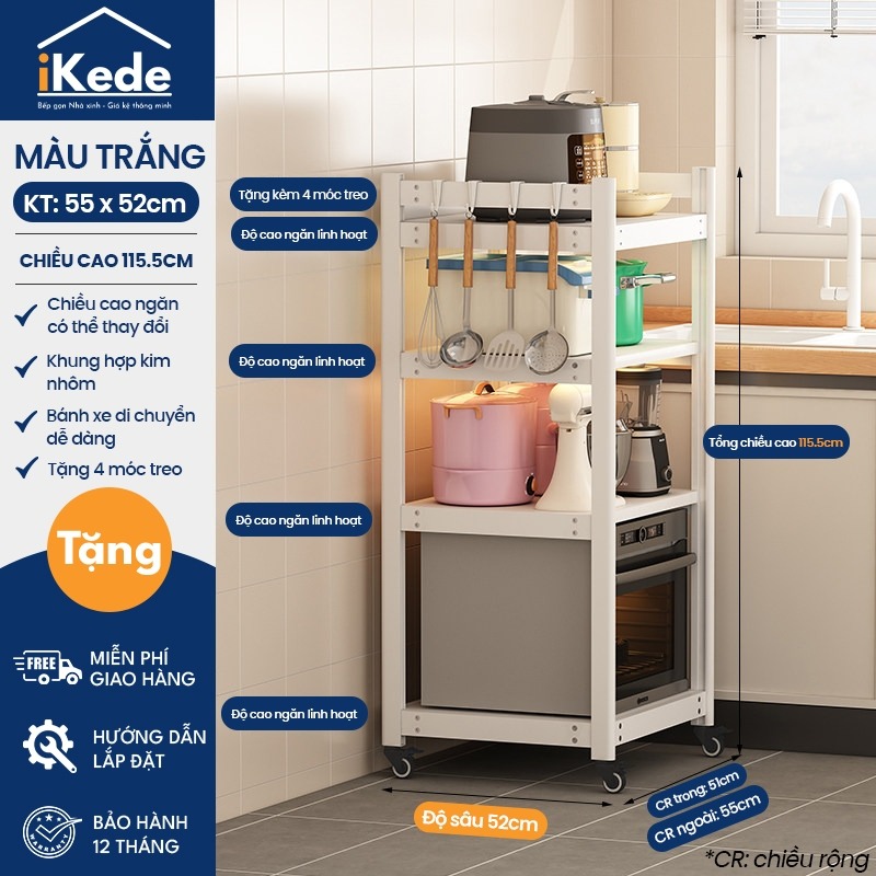 [iKEDE] KỆ BẾP ĐA NĂNG CAO TẦNG KỆ LÒ VI SÓNG KỆ LÒ NƯỚNG CHIỀU CAO TÙY CHỈNH LINH HOẠT D52