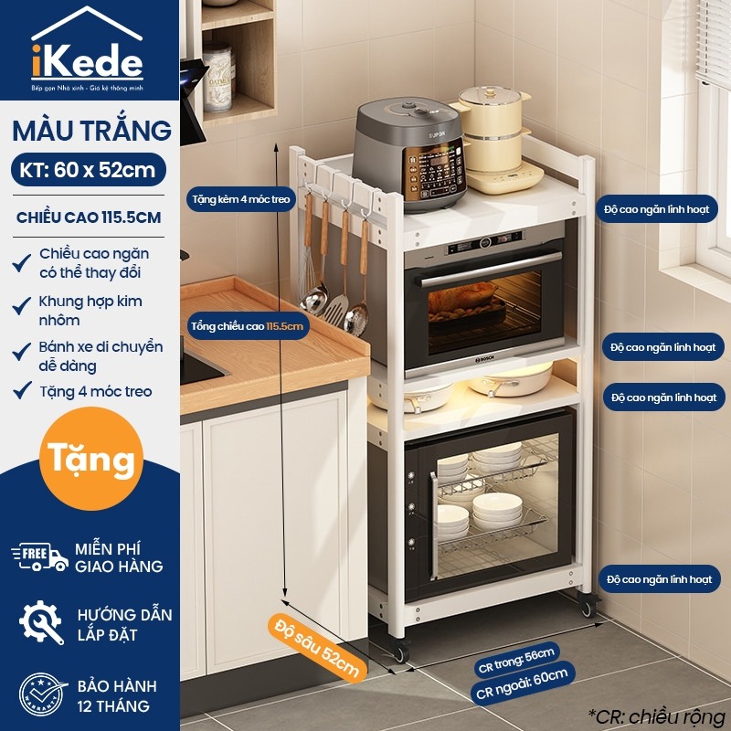 [iKEDE] KỆ BẾP ĐA NĂNG CAO TẦNG KỆ LÒ VI SÓNG KỆ LÒ NƯỚNG CHIỀU CAO TÙY CHỈNH LINH HOẠT D52