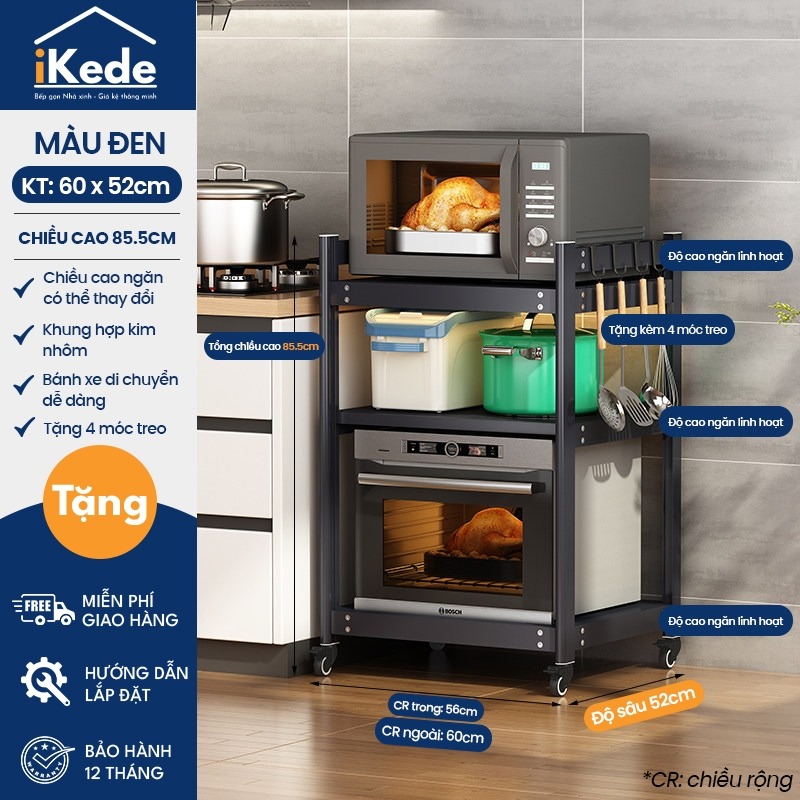 [iKEDE] KỆ BẾP ĐA NĂNG CAO TẦNG KỆ LÒ VI SÓNG KỆ LÒ NƯỚNG CHIỀU CAO TÙY CHỈNH LINH HOẠT D52