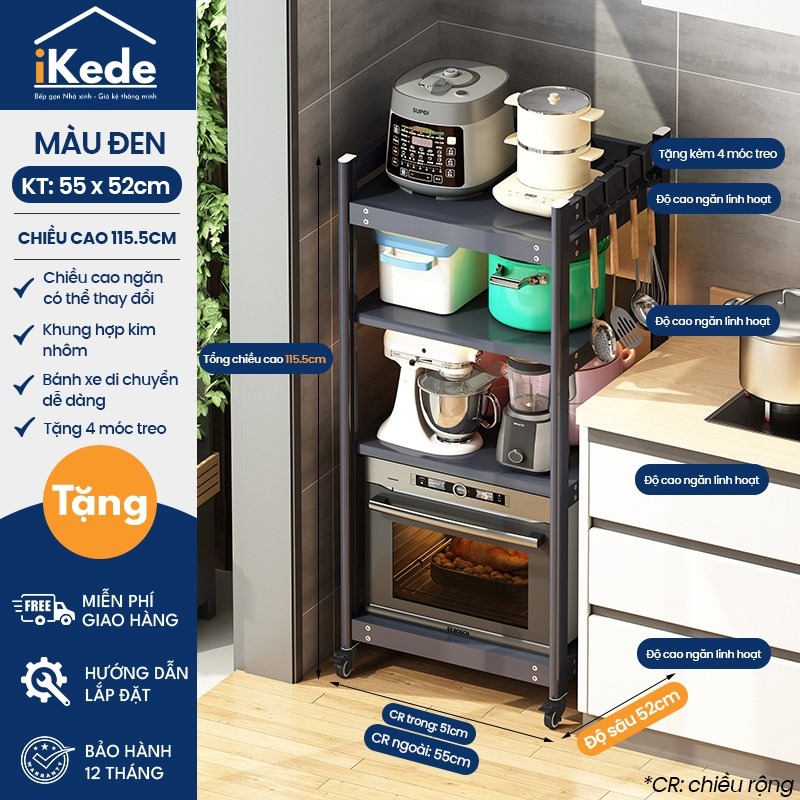 [iKEDE] KỆ BẾP ĐA NĂNG CAO TẦNG KỆ LÒ VI SÓNG KỆ LÒ NƯỚNG CHIỀU CAO TÙY CHỈNH LINH HOẠT D52