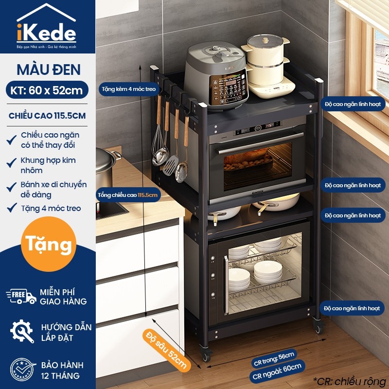 [iKEDE] KỆ BẾP ĐA NĂNG CAO TẦNG KỆ LÒ VI SÓNG KỆ LÒ NƯỚNG CHIỀU CAO TÙY CHỈNH LINH HOẠT D52