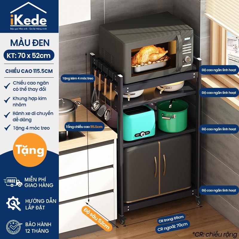 [iKEDE] KỆ BẾP ĐA NĂNG CAO TẦNG KỆ LÒ VI SÓNG KỆ LÒ NƯỚNG CHIỀU CAO TÙY CHỈNH LINH HOẠT D52