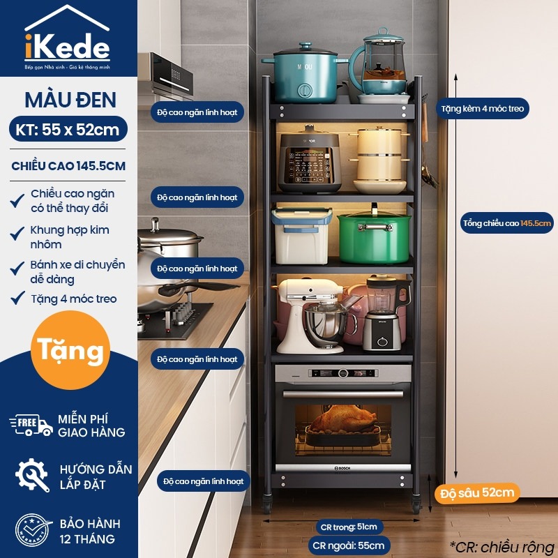 [iKEDE] KỆ BẾP ĐA NĂNG CAO TẦNG KỆ LÒ VI SÓNG KỆ LÒ NƯỚNG CHIỀU CAO TÙY CHỈNH LINH HOẠT D52